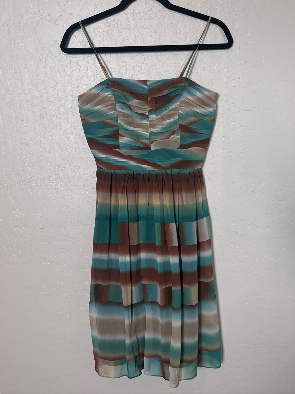 BCBG Paris 100% Silk Striped Empire Waist Dress Women’s Size 4